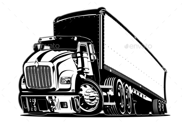 Cartoon Semi Truck - Man-made Objects Objects