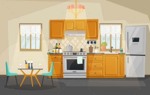 Kitchen Interior View - Man-made Objects Objects