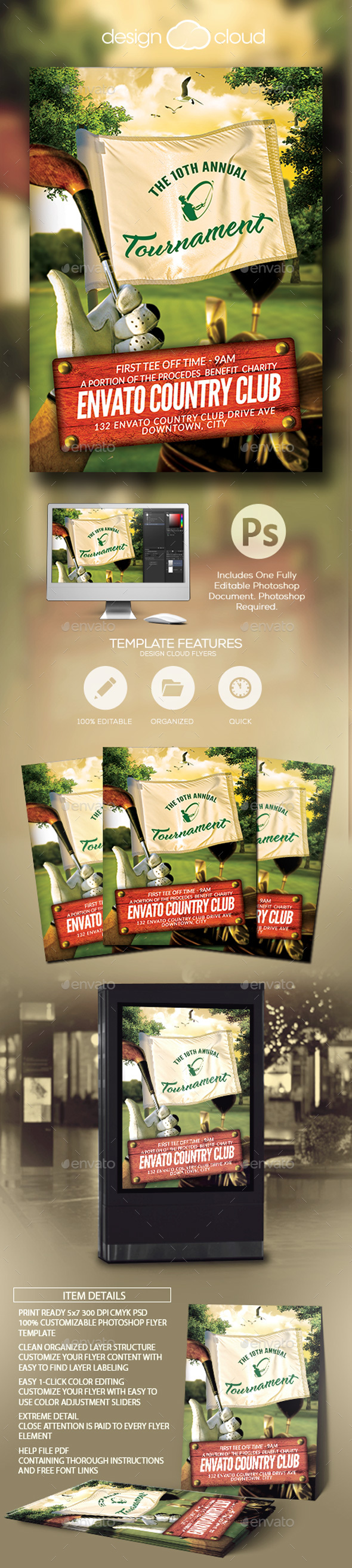 Golf Tournament Event Flyer Template - Sports Events