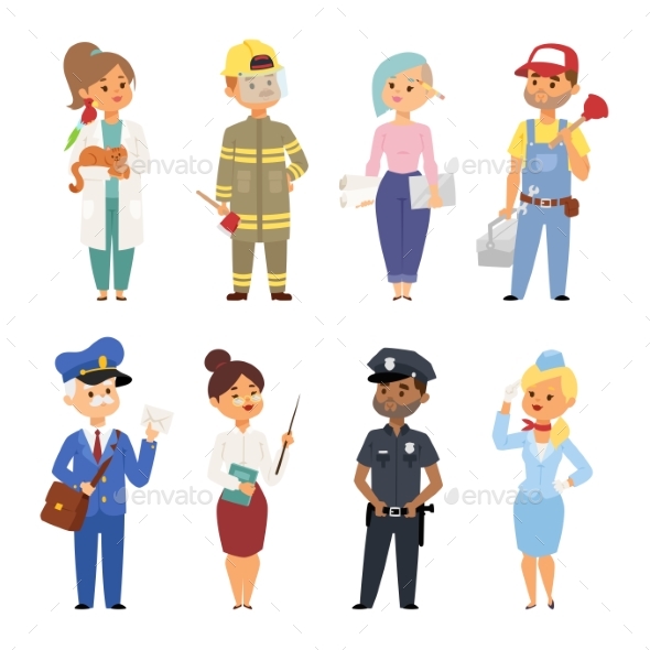 People Different Professions Vector Illustration - People Characters