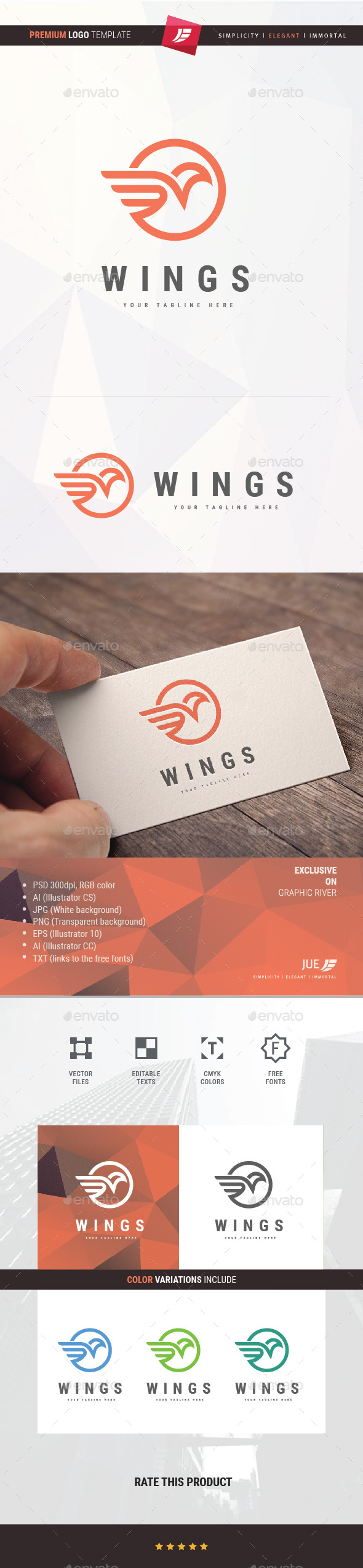 Wing Bird Logo - Animals Logo Templates