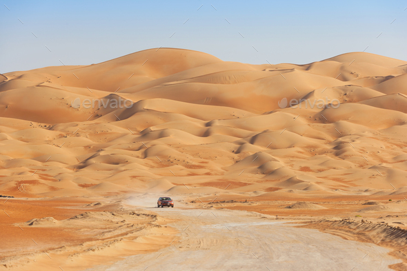 Driving Through The Empty Quarter - Stock Photo - Images