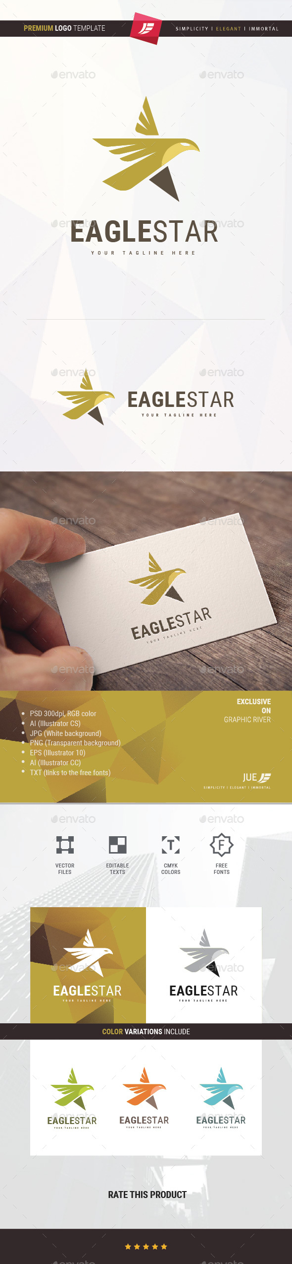 Eagle Star Logo - Animals Logo Templates