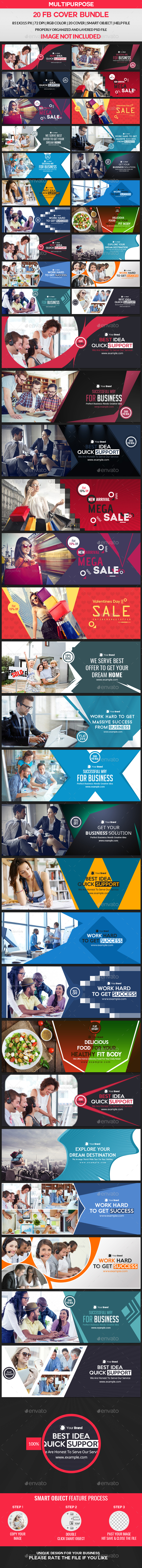 Facebook Cover - 20 Design Bundle - Facebook Timeline Covers Social Media