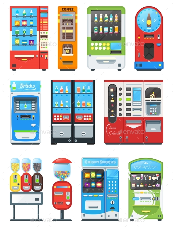 Vending Machine Vector Vend Food or Beverages - Man-made Objects Objects