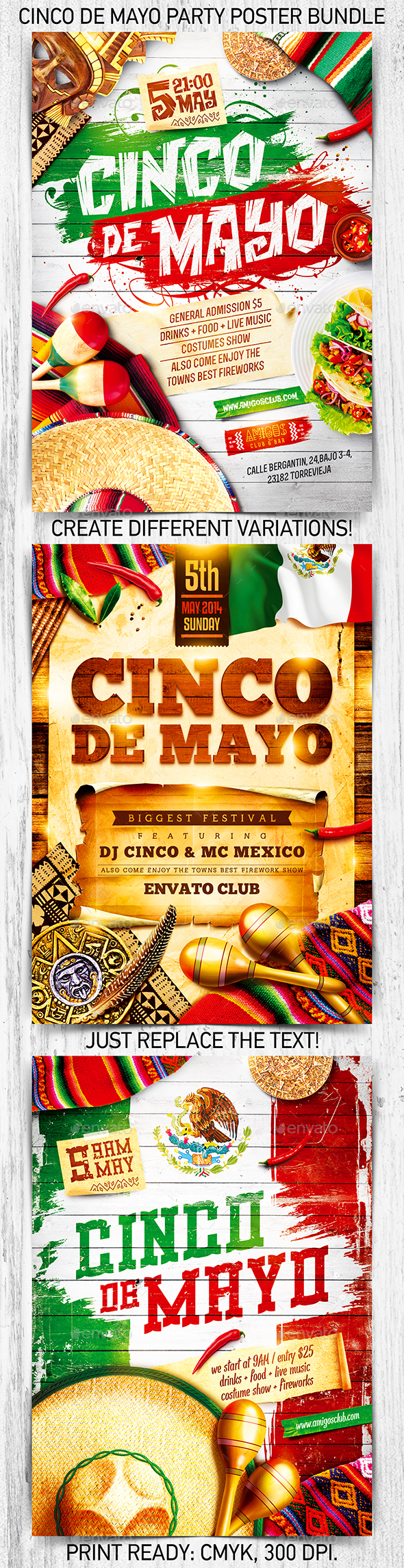 Cinco de Mayo Party Poster Bundle vol.2 - Holidays Events
