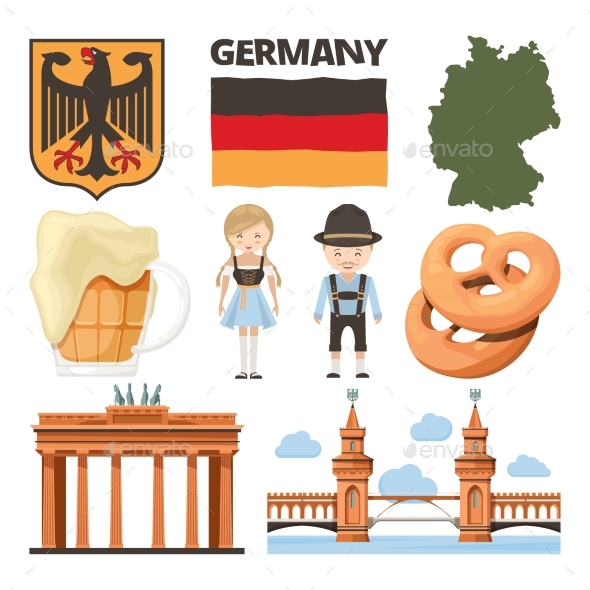 Travel Pictures Set of Traditional German Objects - Miscellaneous Vectors