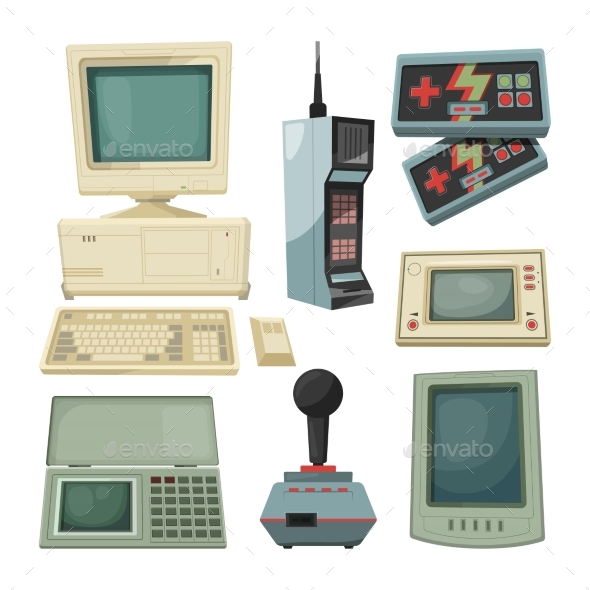 Retro Illustrations of Technicians Gadgets - Retro Technology