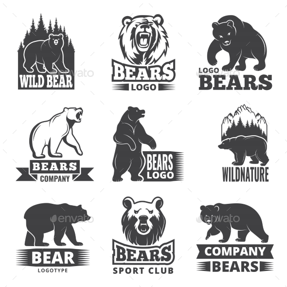 Sport Labels with Illustrations of Animals - Animals Characters