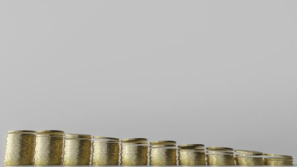 Shrinking Bar Chart Made of Coin Stacks, Motion Graphics | VideoHive