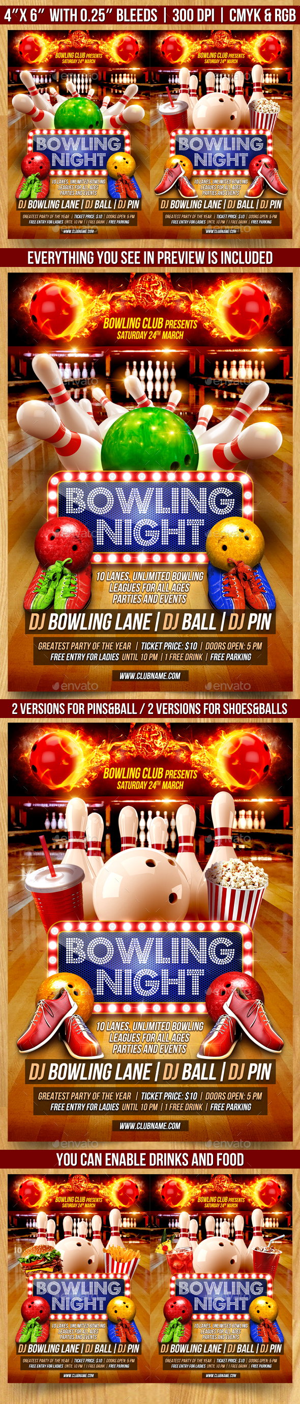 Bowling Night Flyer - Clubs & Parties Events