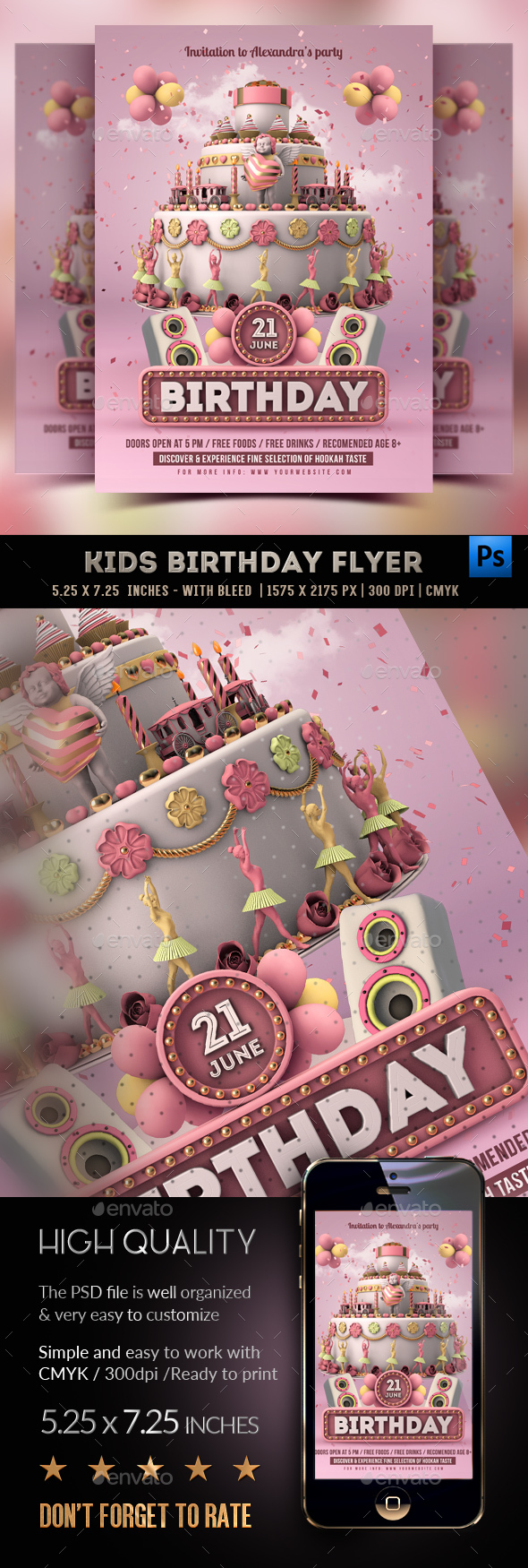 Kids Birthday Party - Girls Flyer