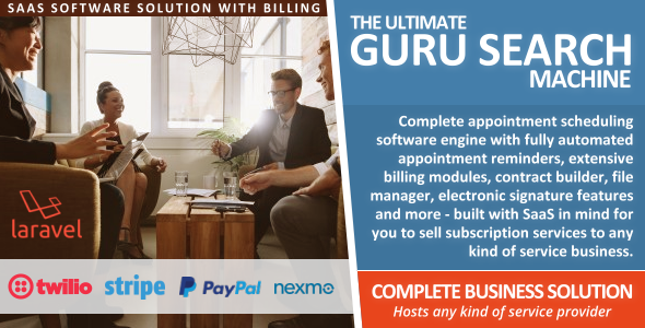 Guru Search Portal (SaaS Business Engine) with Appointment Management and Billing // Laravel - CodeCanyon Item for Sale