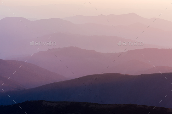 Picturesque summer landscape with colorful sunrise - Stock Photo - Images
