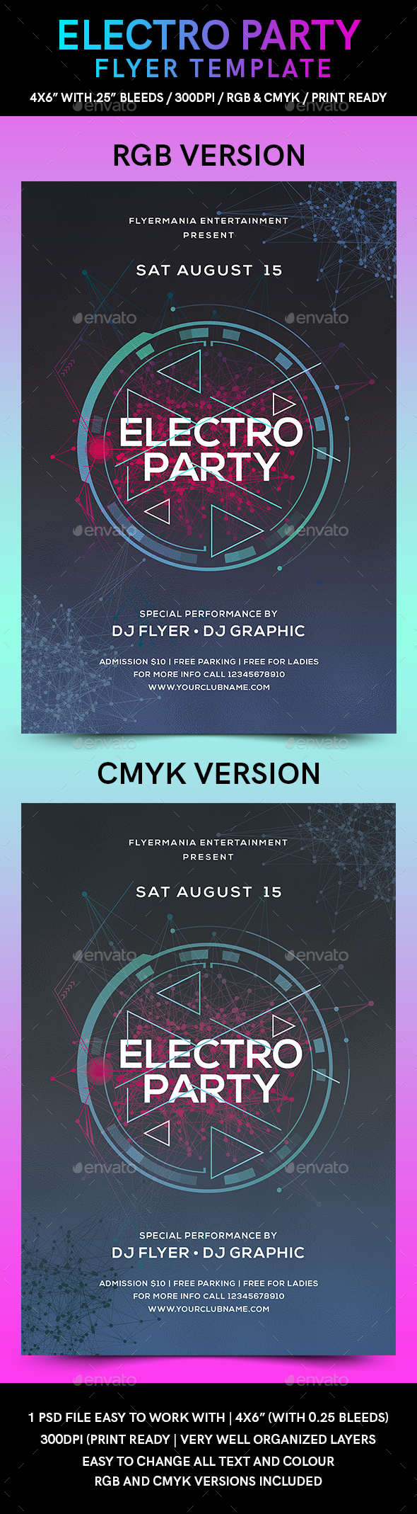 Electro Party Flyer Template - Flyers Print Templates