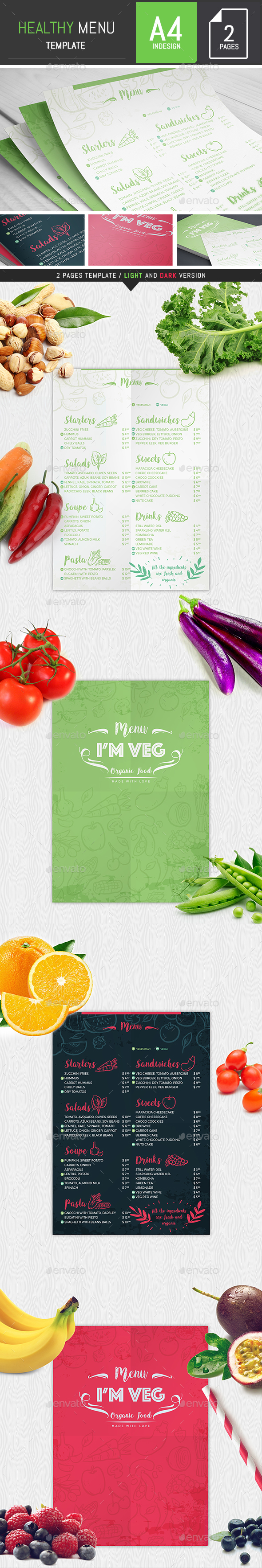 Healthy Food Menu Template - Food Menus Print Templates