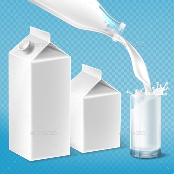Vector Milk Packaging Set - Food Objects