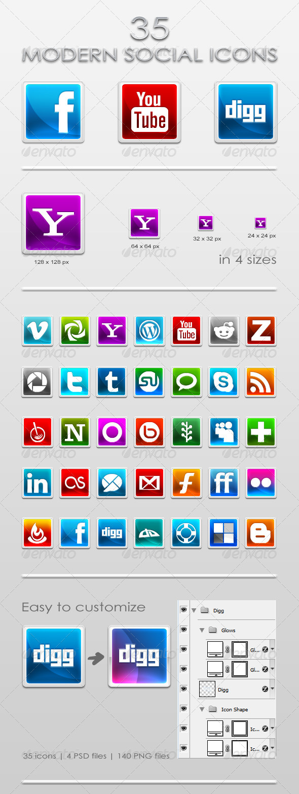 35 Modern Social Icons - Web Icons