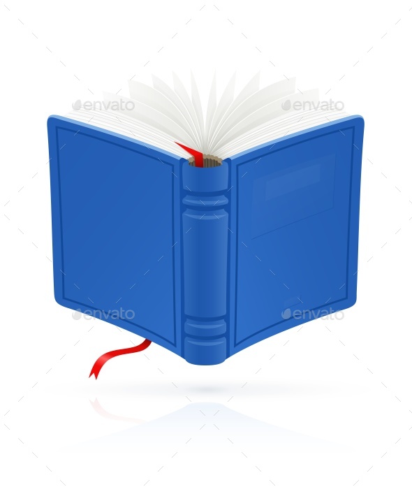 Blue Open Book with Red Bookmark Vector - Man-made Objects Objects