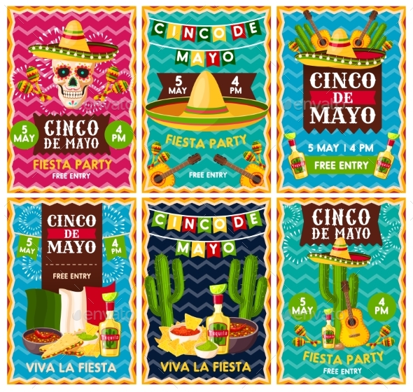 Cinco De Mayo Mexican Fiesta Party Banner Design - Seasons/Holidays Conceptual