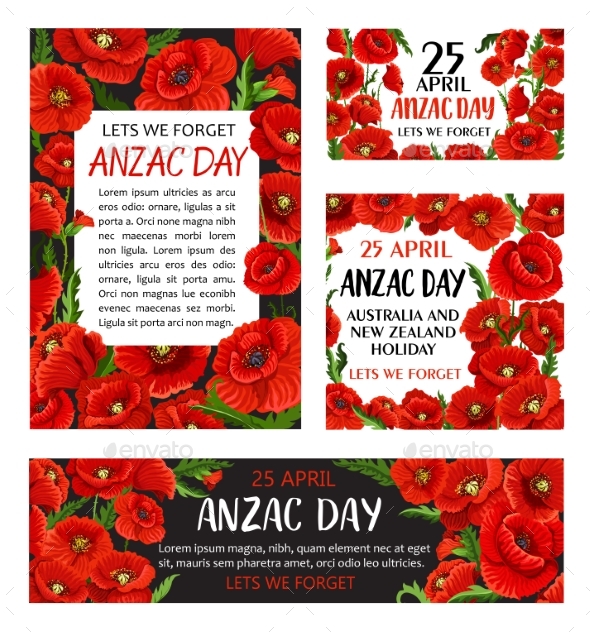Anzac Day Poppy Flower Memorial Card Design - Seasons/Holidays Conceptual