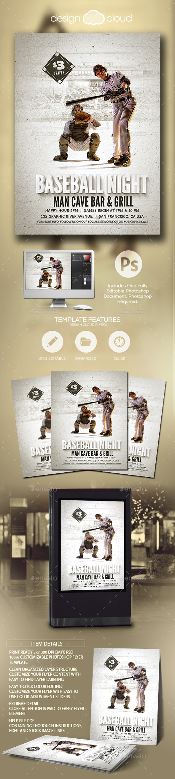 Baseball Nights Event Flyer Template - Sports Events