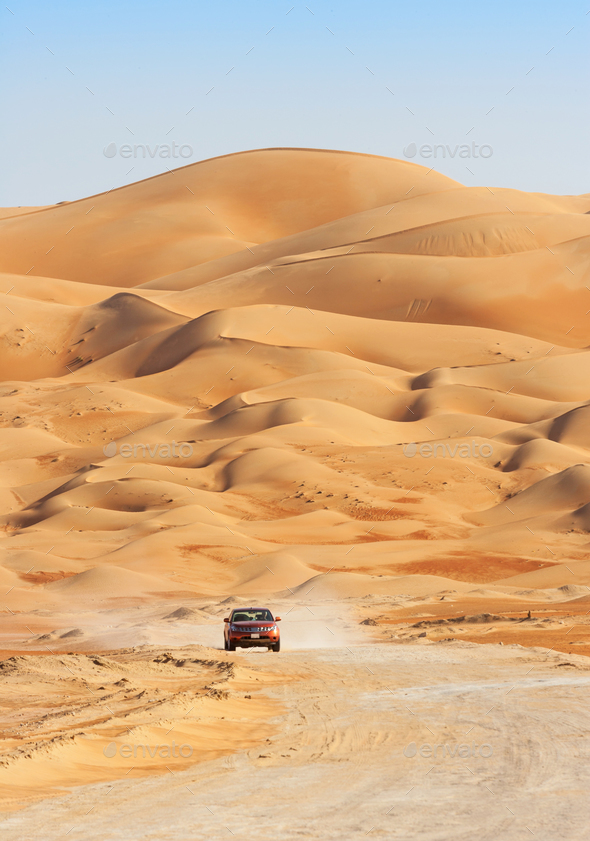 Driving Through The Empty Quarter - Stock Photo - Images