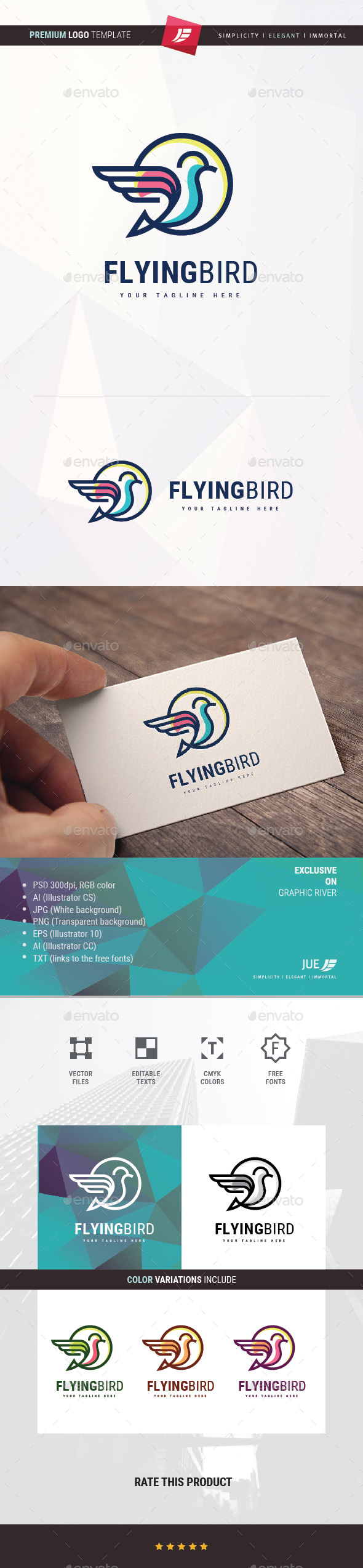 Flying Bird Logo - Animals Logo Templates
