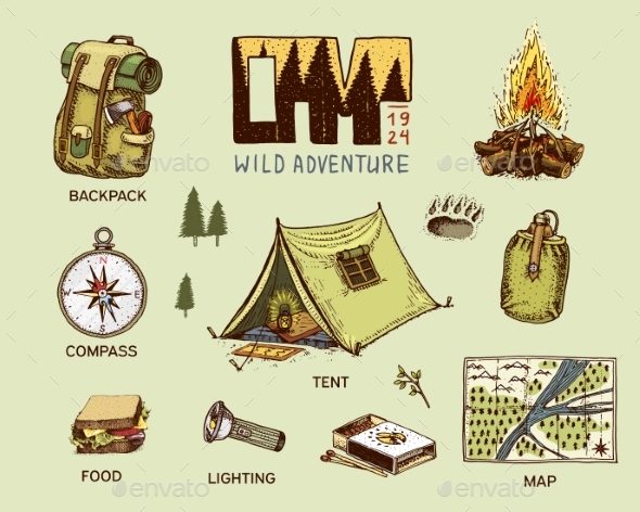 Camping Equipment Set - Sports/Activity Conceptual