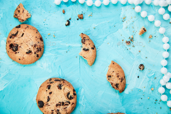 Cookie chocolate with a milk bottles. - Stock Photo - Images