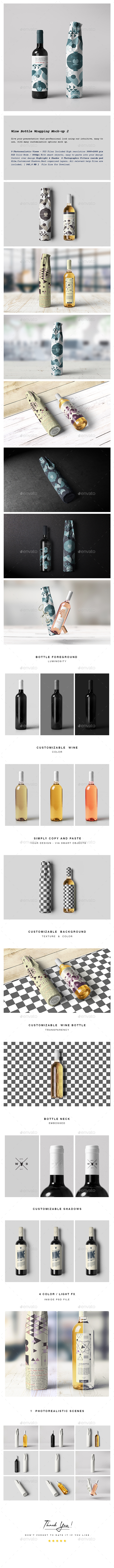 Wine Bottle Wrapping Mock-up 2 - Food and Drink Packaging