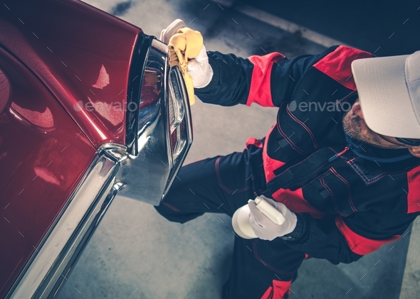 Men Detailing His Classic Car - Stock Photo - Images