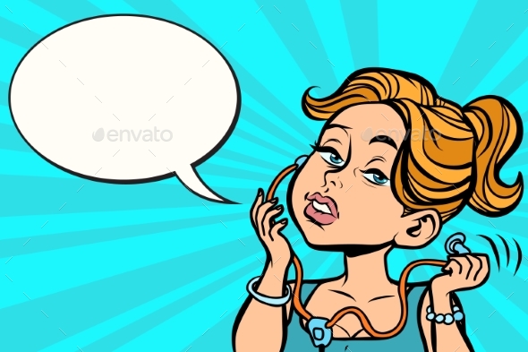 Woman Nurse with Stethoscope - People Characters