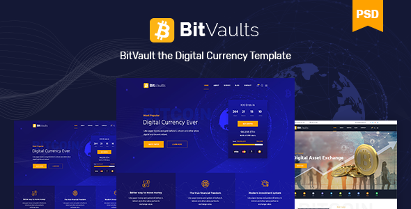 Bitvaults | ICO, Bitcoin and Cryptocurrency PSD Template - Business Corporate