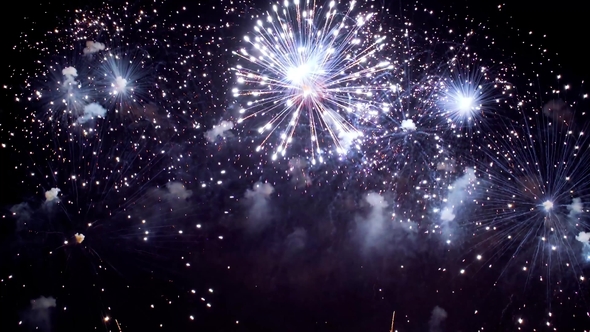Colorful Fireworks Exploding in the Night Sky. Celebrations and Events in Bright Colors alt