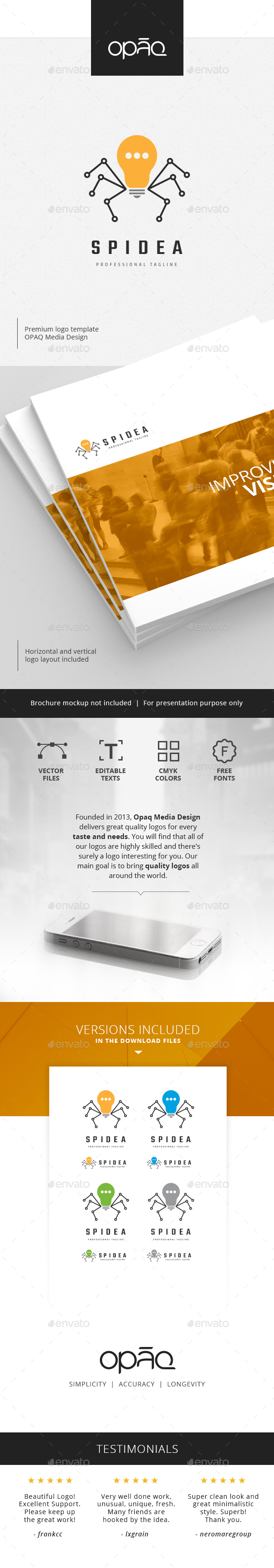 Spider Light Bulb Logo - Logo Templates