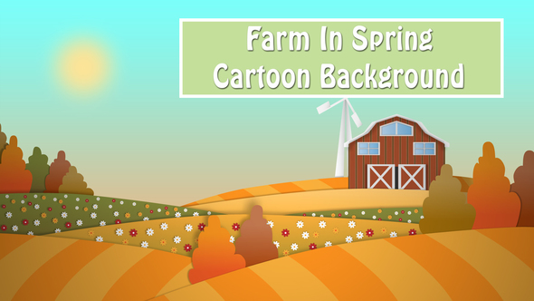 Farm In Spring Cartoon Background alt