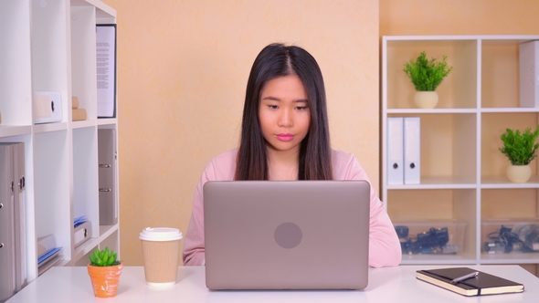 Cheerful Businesswoman Rejoices at the Success alt