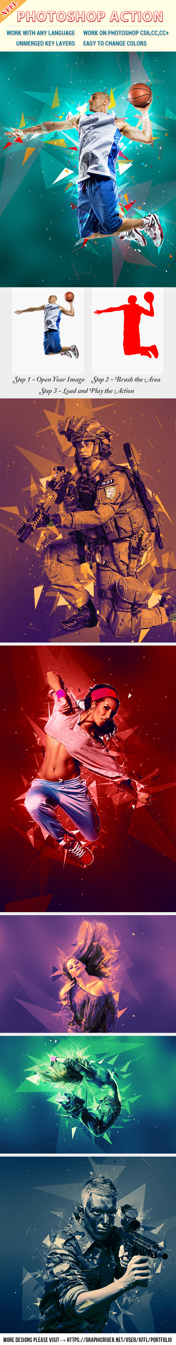 Artistic Triangle Effect Photoshop Action - Photo Effects Actions