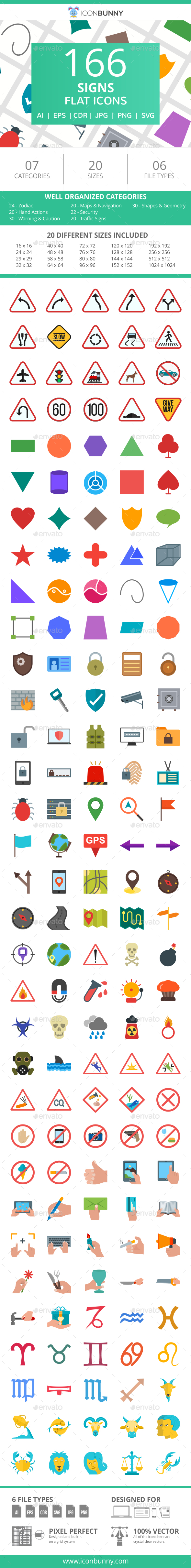 166 Sign Flat Icons - Icons