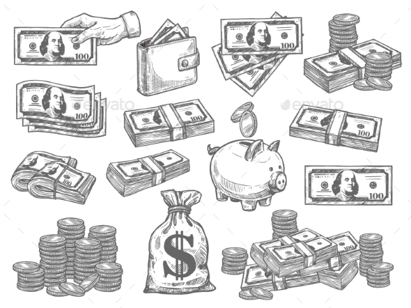 Vector Set with Money - Business Conceptual