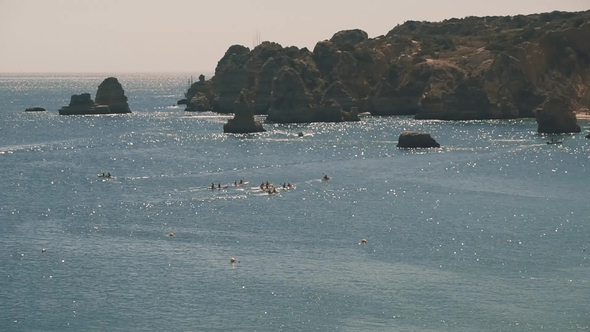 Aerial From Natural Rocks Near Lagos in the Algarve Portugal