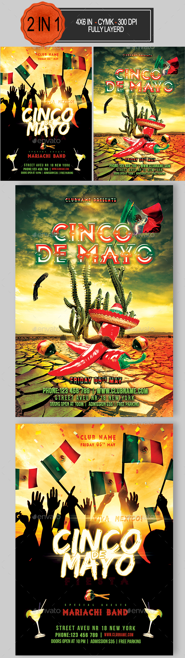 Cinco De Mayo Flyer Bundle - Holidays Events
