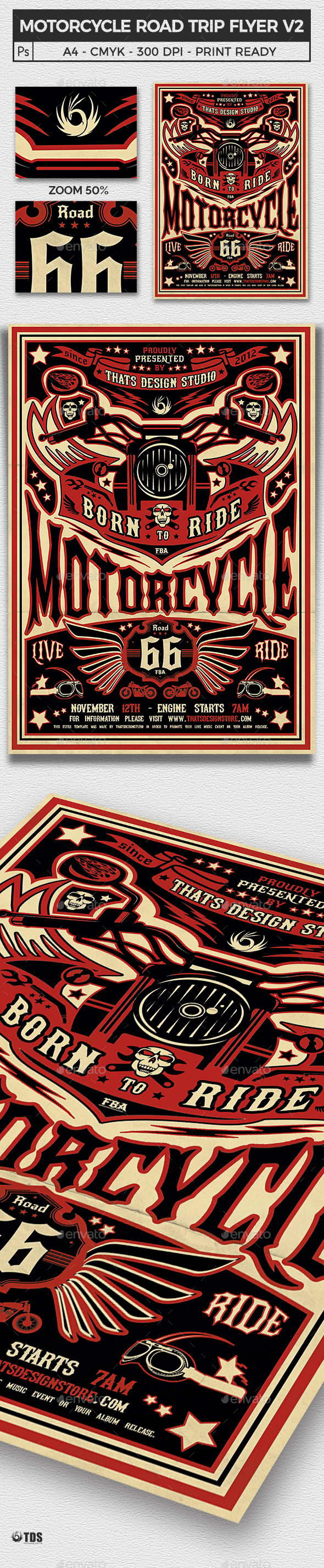 Motorcycle Road Trip Flyer Template V2 - Events Flyers