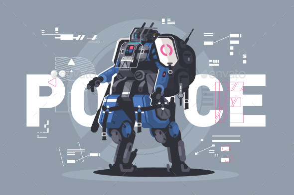 Police Drone Robot - Miscellaneous Vectors