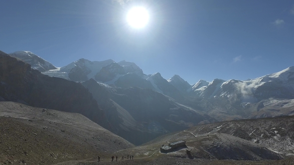 Undefined Trekkers Walking on Trekking Trail in Nepal