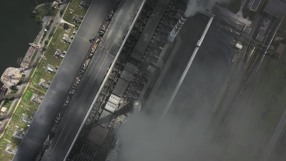 Power Station with Steaming Chimneys