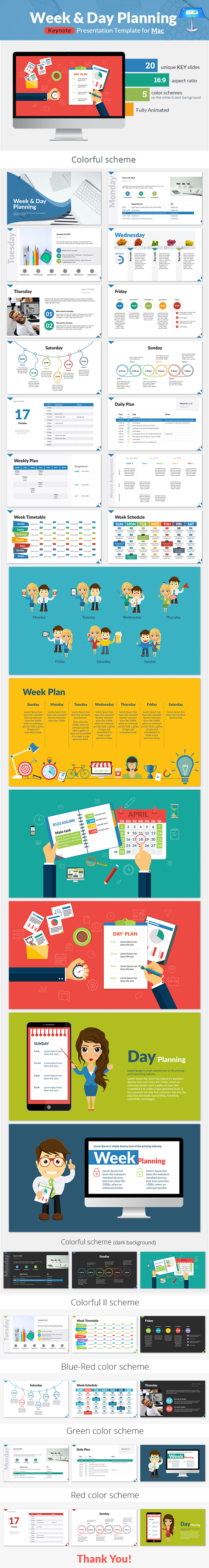 Week and Day Planning Keynote Presentation Template - Keynote Templates Presentation Templates