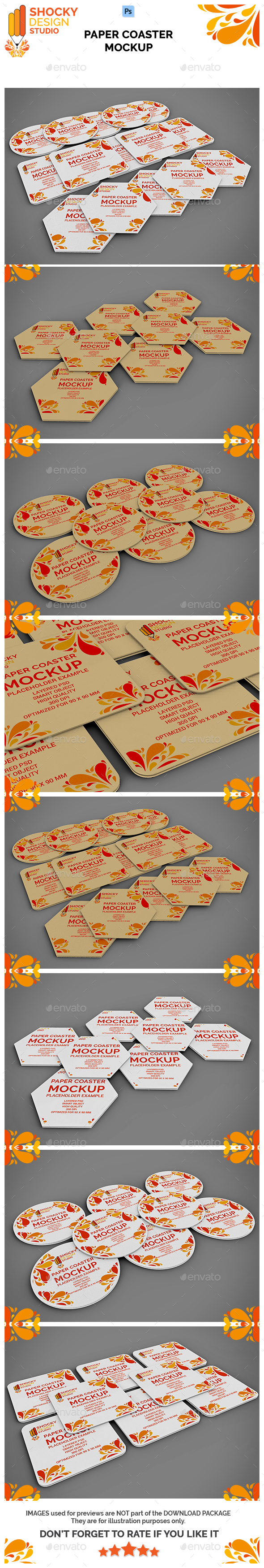 Paper Coaster Mockup Set - Miscellaneous Print