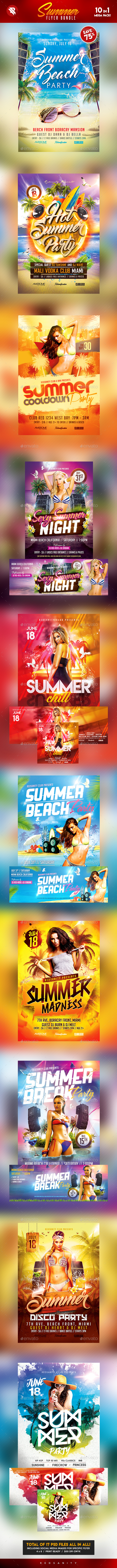 Summer Flyer Bundle 10 in 1 - Clubs & Parties Events